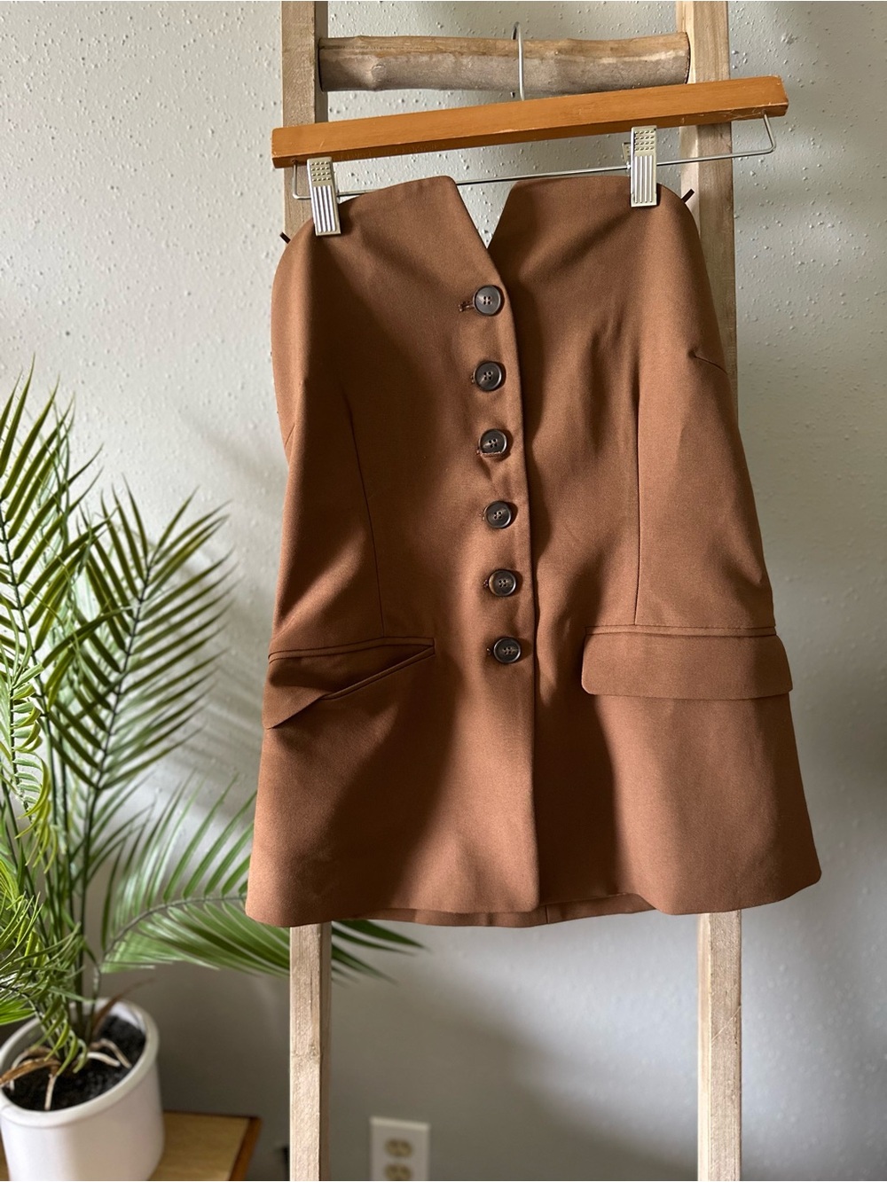 Moon River Brown Button-Front Corset Top